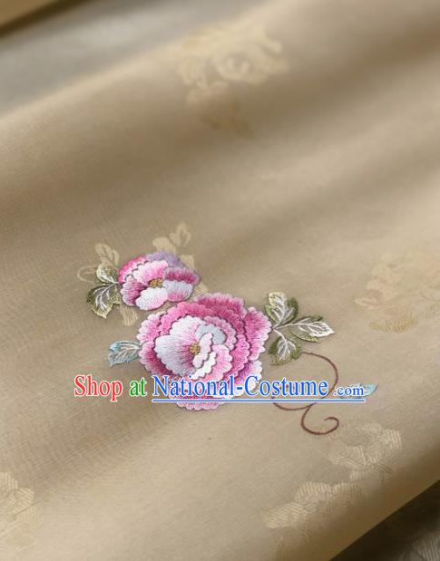 Traditional Chinese Yellow Silk Fabric Classical Embroidered Pattern Design Brocade Fabric Asian Satin Material