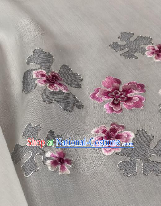 Traditional Chinese White Silk Fabric Classical Embroidered Pattern Design Brocade Fabric Asian Satin Material