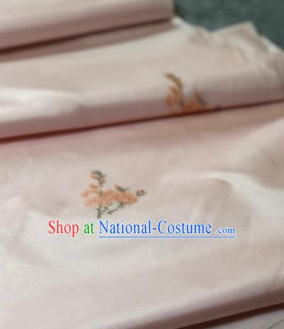 Traditional Chinese Silk Fabric Classical Embroidered Pattern Design Pink Brocade Fabric Asian Satin Material