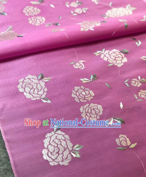 Traditional Chinese Silk Fabric Classical Embroidered Pattern Design Lilac Brocade Fabric Asian Satin Material