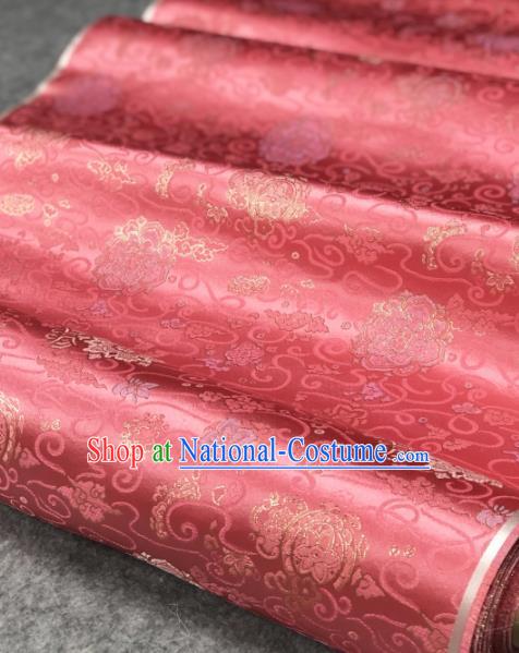 Traditional Chinese Silk Fabric Classical Pattern Design Pink Brocade Fabric Asian Satin Material