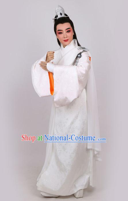 Chinese Traditional Beijing Opera Niche White Robe Ancient Swordsman Costume for Men