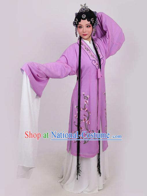 Chinese Traditional Peking Opera Actress Embroidered Purple Dress Ancient Princess Peri Costume for Women