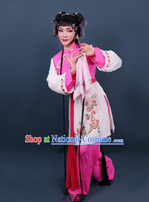 Chinese Traditional Peking Opera Young Lady Embroidered Dress Ancient Maidservants Costume for Women