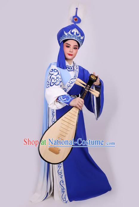 Chinese Traditional Beijing Opera Niche Royalblue Robe Ancient Prince Swordsman Costume for Men