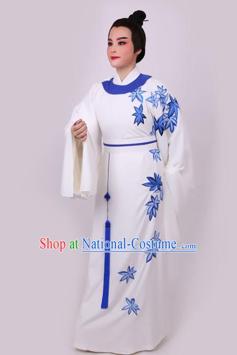 Chinese Traditional Beijing Opera Niche White Robe Ancient Nobility Childe Costume for Men