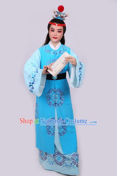 Chinese Traditional Beijing Opera Niche Jia Baoyu Blue Robe Ancient Nobility Childe Costume for Men