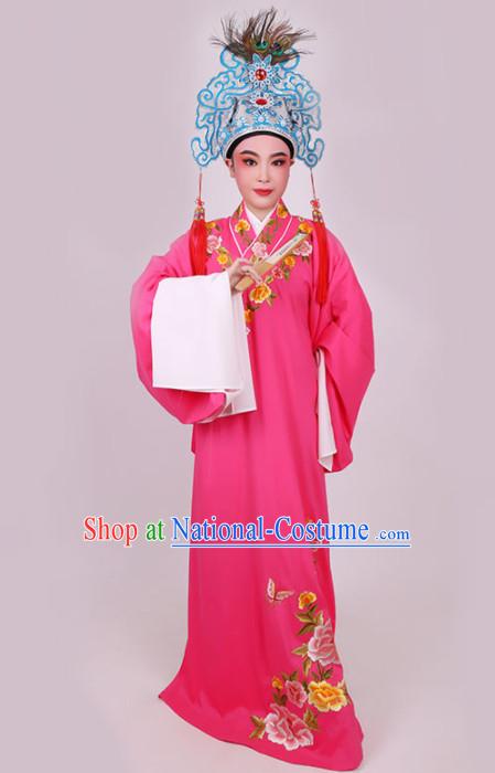 Chinese Traditional Beijing Opera Niche Scholar Embroidered Rosy Robe Ancient Nobility Childe Costume for Men