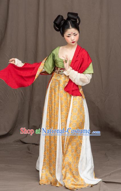 Chinese Ancient Tang Dynasty Court Maid Hanfu Dress Traditional Las Meninas Replica Costume for Women