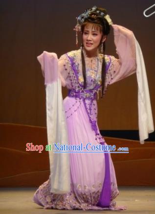 Chinese Traditional Opera Peri Princess Lilac Dress Ancient Beijing Opera Diva Embroidered Costume for Women