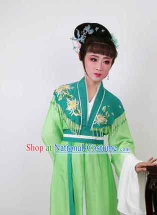 Chinese Traditional Opera Peri Green Dress Ancient Beijing Opera Diva Embroidered Costume for Women