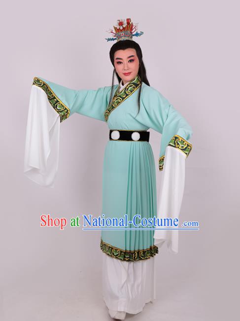 Chinese Traditional Beijing Opera Niche Jia Baoyu Green Robe Ancient Scholar Nobility Childe Costume for Men