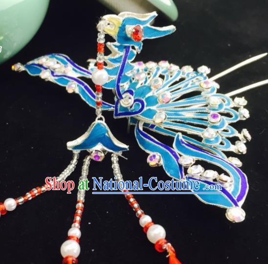 Chinese Ancient Princess Phoenix Tassel Hairpins Hair Clip Traditional Beijing Opera Diva Headwear Hair Accessories for Adults