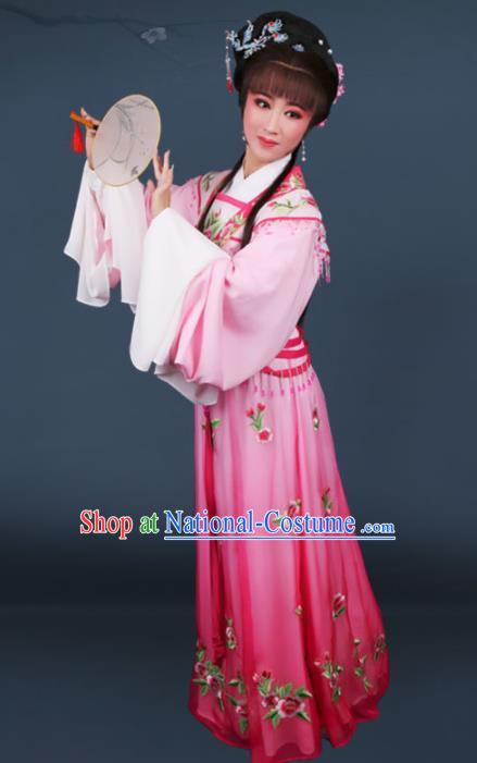 Chinese Traditional Opera Peri Princess Pink Dress Ancient Beijing Opera Diva Embroidered Costume for Women