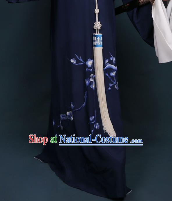 Chinese Traditional Beijing Opera Niche Navy Robe Ancient Scholar Nobility Childe Costume for Men