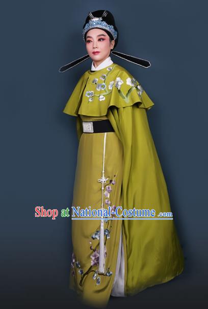 Chinese Traditional Beijing Opera Niche Olive Green Robe Ancient Scholar Nobility Childe Costume for Men