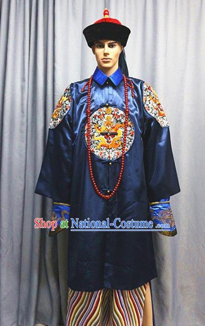 Chinese Traditional Drama Costume Ancient Qing Dynasty Manchu Royal Highness Clothing for Men