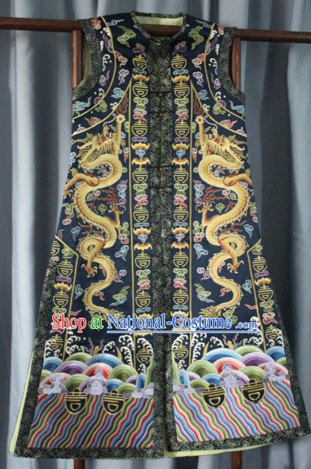 Chinese Traditional Drama Manchu Empress Embroidered Vest Ancient Qing Dynasty Queen Costume for Women