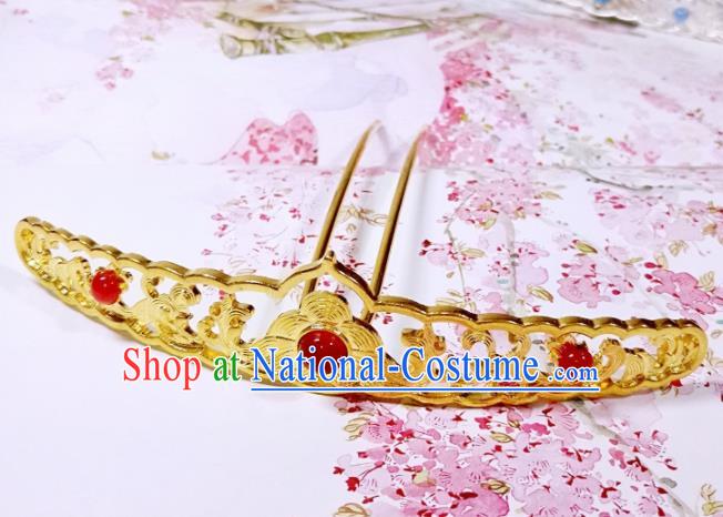 Chinese Ancient Princess Golden Hairpins Palace Hair Comb Traditional Hanfu Hair Accessories for Women