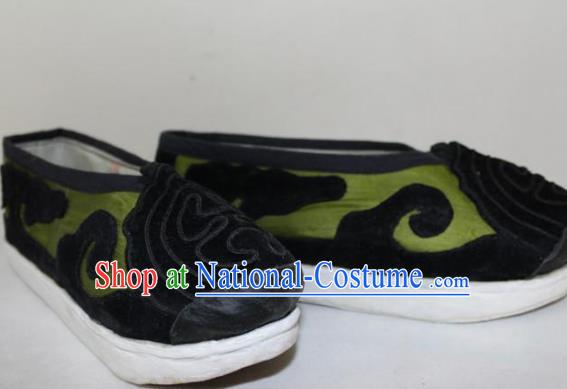 Chinese Ancient Landlord Green Cloth Shoes Traditional Beijing Opera Old Male Shoes for Men