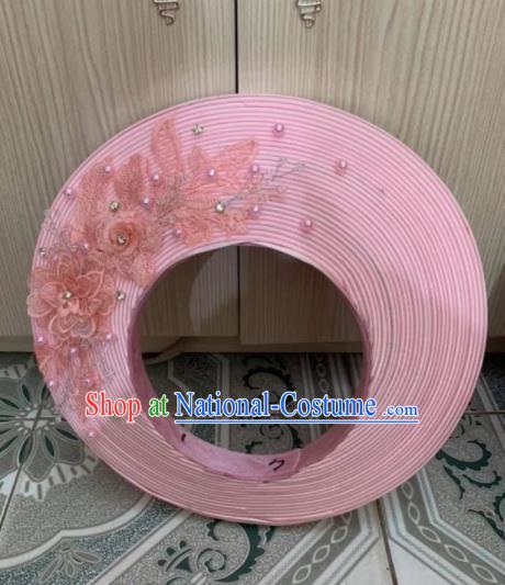 Asian Vietnam Traditional Wedding Pink Hat Vietnamese National Bride Hair Clasp Headwear for Women