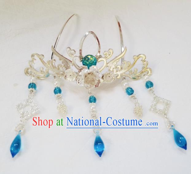 Chinese Ancient Princess Hairpins Palace Crystal Tassel Hair Crown Traditional Hanfu Hair Accessories for Women