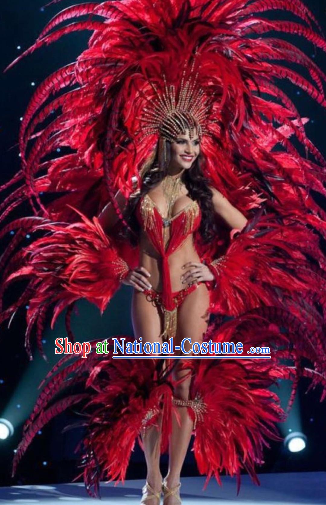 Brazilian Costumes Rio Carnival Costume Samba Dance Wear Feather Stage Costumes Complete Set