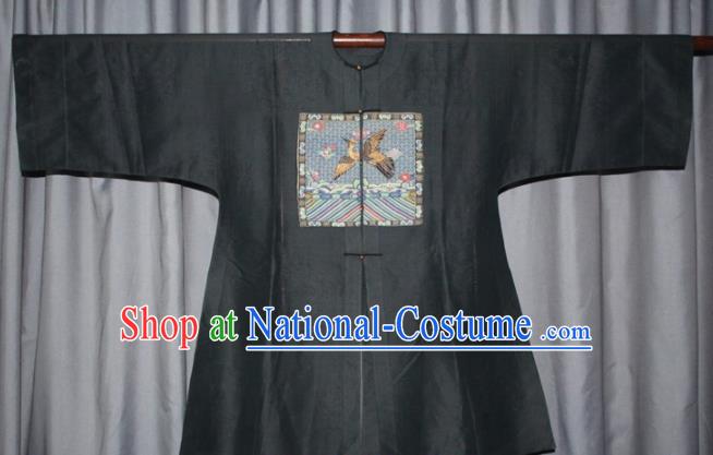 Chinese Traditional Drama Manchu Costume Ancient Qing Dynasty Minister Black Robe for Men