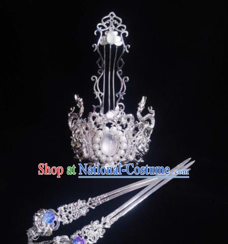 Chinese Ancient Swordsman Hairdo Crown Tassel Hairpins Traditional Hanfu Hair Accessories for Men