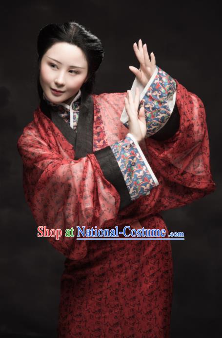 Chinese Ancient Han Dynasty Imperial Consort Replica Costume Traditional Court Lady Red Hanfu Dress for Women