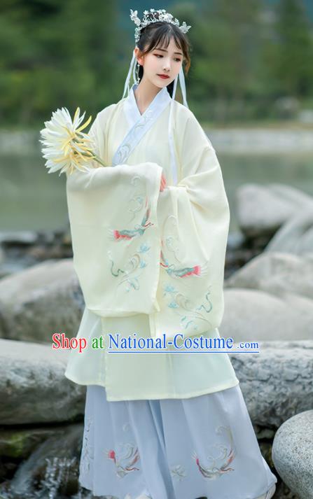 Chinese Traditional Hanfu Dress Ancient Ming Dynasty Court Lady Embroidered Historical Costume for Women