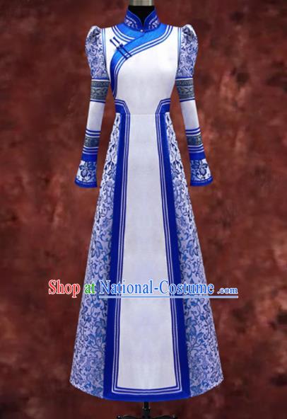 Traditional Chinese Mongol Ethnic National Dress Mongolian Minority Folk Dance Costume for Women