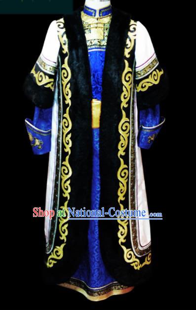 Chinese Traditional Mongol Ethnic Wedding Robe Mongolian Minority National Folk Dance Costume for Men