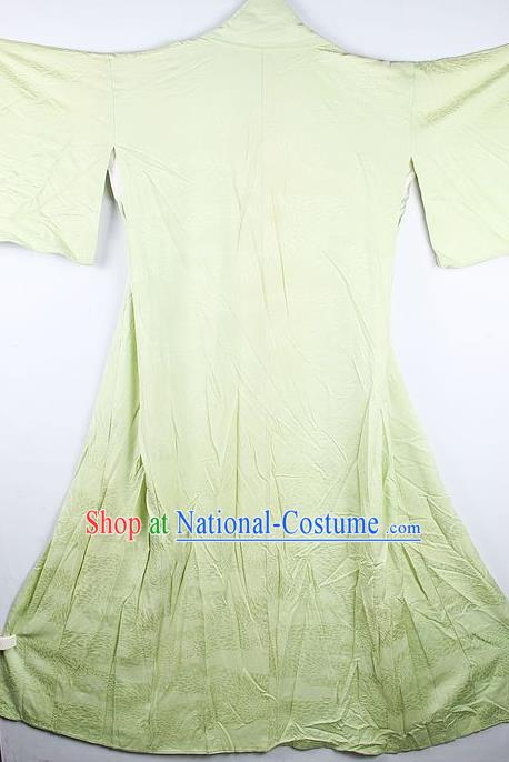 Japanese Traditional Geisha Light Green Furisode Kimono Asian Japan National Yukata Dress Costume for Women