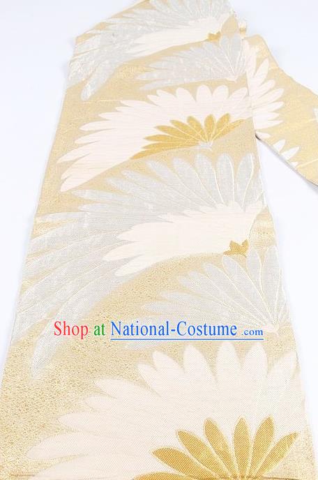 Japanese Traditional Kimono Daisy Pattern Belt Asian Japan National Yukata Brocade Waistband for Women