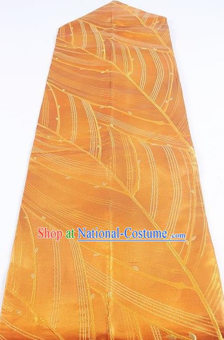 Japanese Traditional Kimono Classical Leaf Pattern Orange Belt Asian Japan National Yukata Brocade Waistband for Women