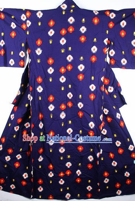 Japanese Traditional Printing Purple Furisode Kimono Asian Japan National Yukata Dress Costume for Women