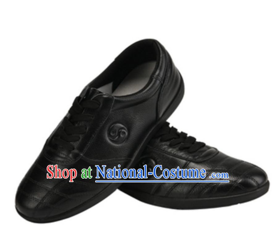 Traditional Black Leather Tai Chi Shoes