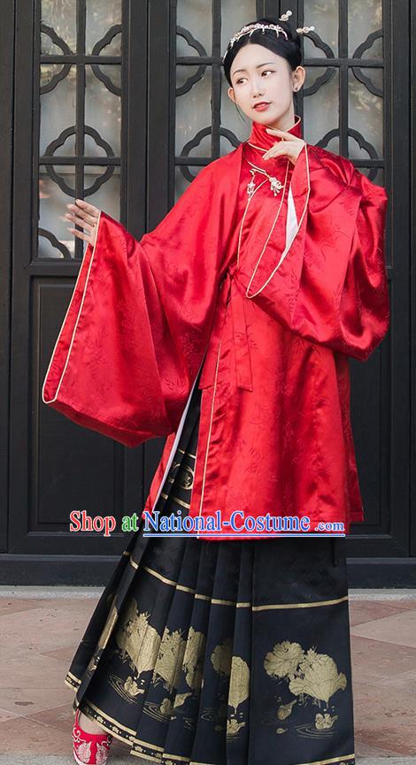 Asian Chinese Ming Dynasty Aristocratic Lady Replica Costume Traditional Ancient Court Hanfu Dress for Women