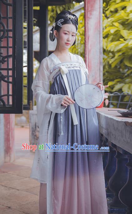 Asian Chinese Tang Dynasty Court Maid Replica Costume Traditional Ancient Princess Dance Hanfu Dress for Women