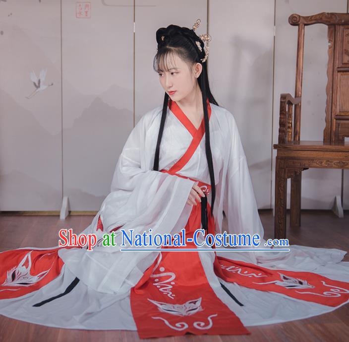 Asian Chinese Han Dynasty Court Lady Replica Costume Traditional Ancient Palace Princess Dance Hanfu Dress for Women