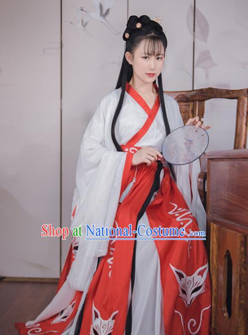 Asian Chinese Han Dynasty Court Lady Replica Costume Traditional Ancient Palace Princess Dance Hanfu Dress for Women