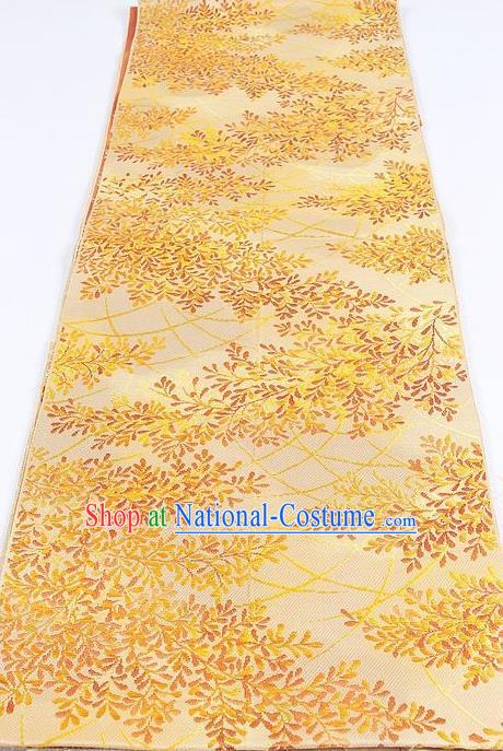 Japanese Traditional Kimono Classical Pattern Golden Brocade Belt Asian Japan National Yukata Waistband for Women