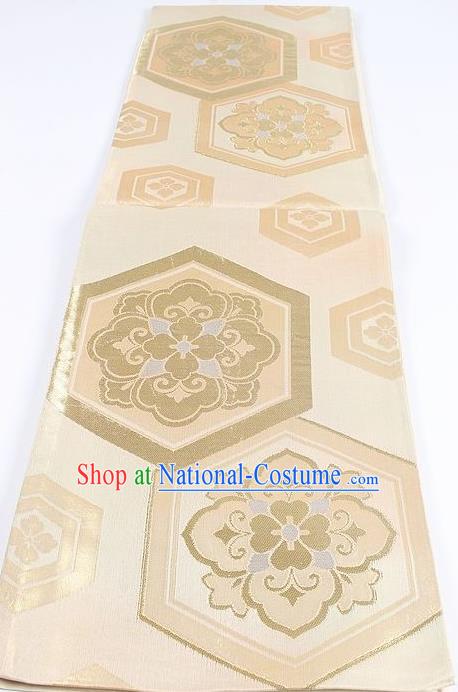 Japanese Traditional Kimono Classical Pattern Golden Brocade Belt Asian Japan National Yukata Waistband for Women