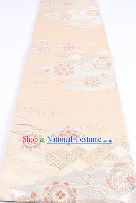 Japanese Traditional Kimono Classical Wheel Flowers Pattern Brocade Belt Asian Japan National Yukata Waistband for Women