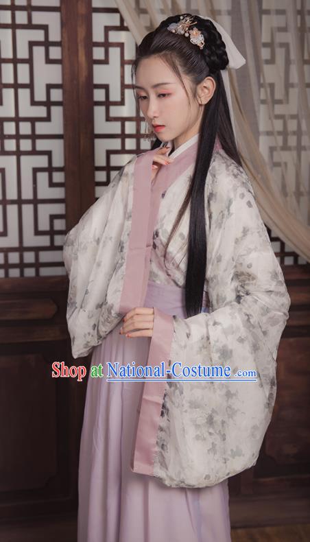 Ancient Chinese Jin Dynasty Princess Replica Costume Traditional Court Lady Printing Hanfu Dress for Women