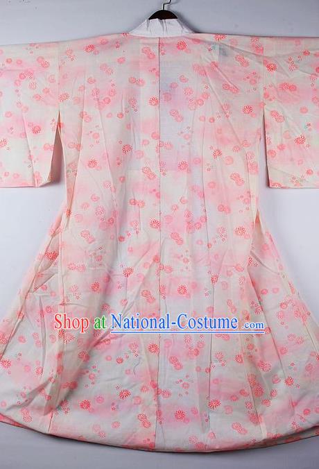 Japanese Traditional Ceremony Costume Printing Pink Sakura Furisode Kimono Asian Japan National Yukata Dress for Women