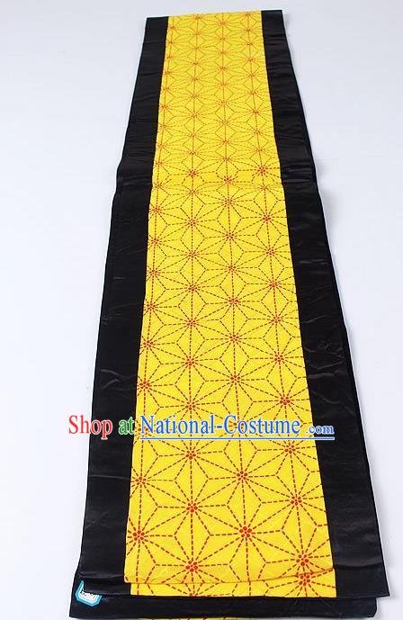 Japanese National Kimono Classical Pattern Design Yellow Brocade Belt Asian Japan Traditional Yukata Waistband for Women