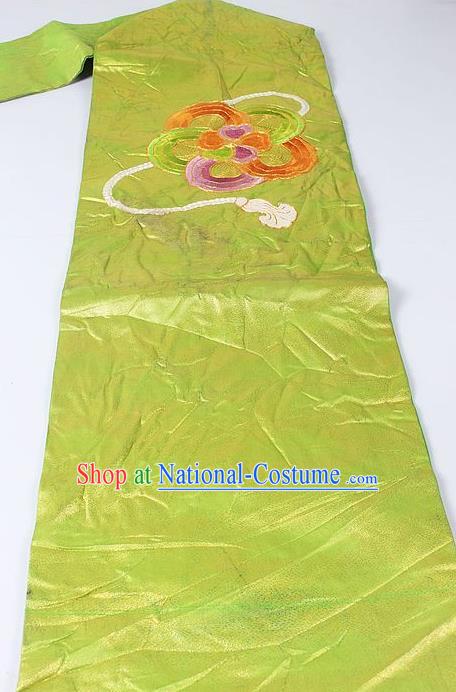 Japanese National Kimono Classical Pattern Design Green Brocade Belt Asian Japan Traditional Yukata Waistband for Women