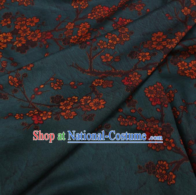 Traditional Chinese Classical Plum Blossom Pattern Design Atrovirens Gambiered Guangdong Gauze Asian Brocade Silk Fabric